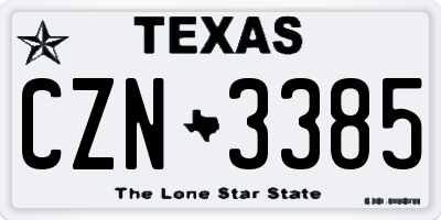 TX license plate CZN3385