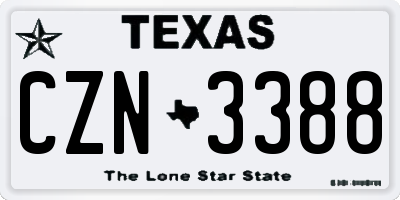 TX license plate CZN3388