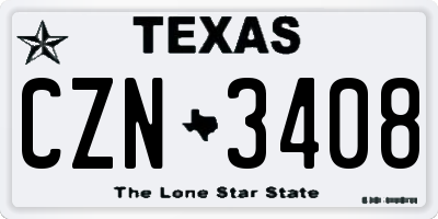 TX license plate CZN3408