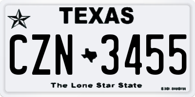 TX license plate CZN3455