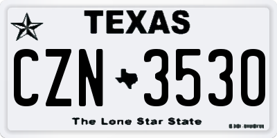 TX license plate CZN3530