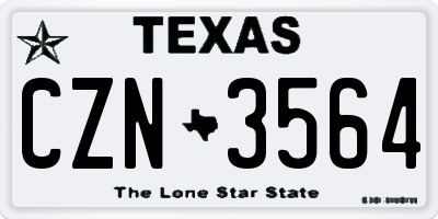 TX license plate CZN3564