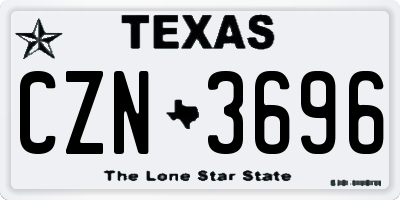 TX license plate CZN3696