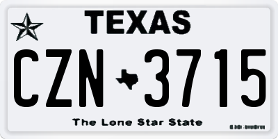 TX license plate CZN3715