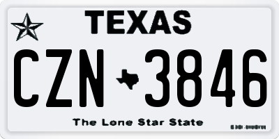 TX license plate CZN3846