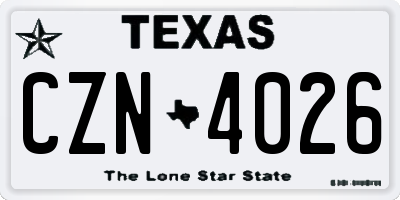 TX license plate CZN4026