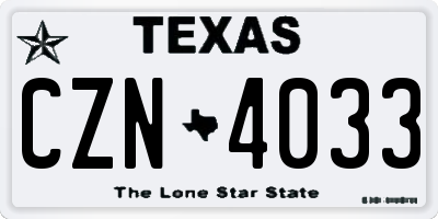 TX license plate CZN4033