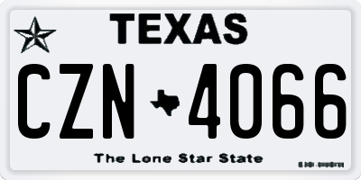 TX license plate CZN4066