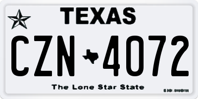 TX license plate CZN4072