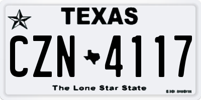 TX license plate CZN4117