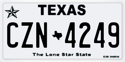 TX license plate CZN4249