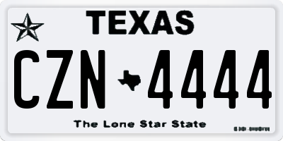 TX license plate CZN4444
