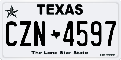 TX license plate CZN4597