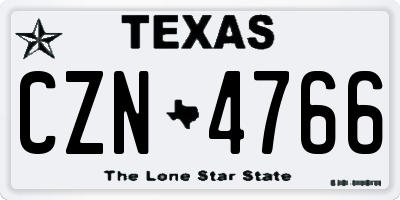 TX license plate CZN4766