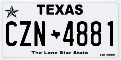TX license plate CZN4881