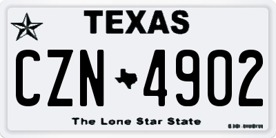 TX license plate CZN4902