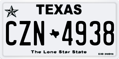 TX license plate CZN4938