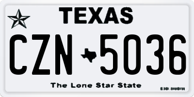 TX license plate CZN5036