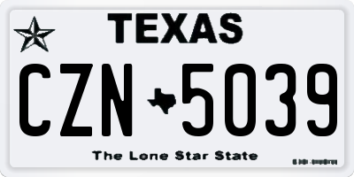 TX license plate CZN5039
