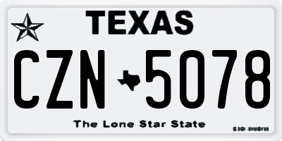TX license plate CZN5078