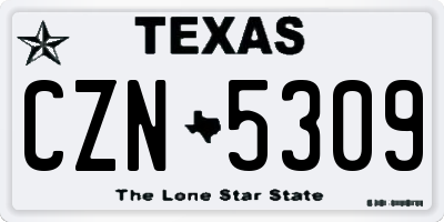 TX license plate CZN5309