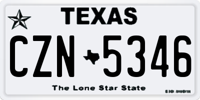 TX license plate CZN5346