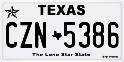TX license plate CZN5386