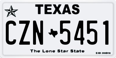 TX license plate CZN5451
