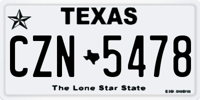 TX license plate CZN5478