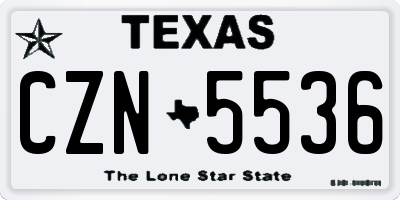 TX license plate CZN5536