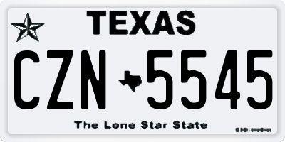 TX license plate CZN5545