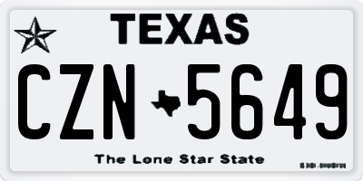 TX license plate CZN5649
