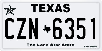 TX license plate CZN6351