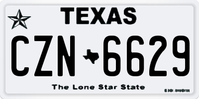 TX license plate CZN6629