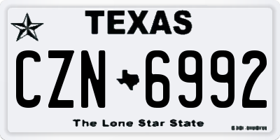 TX license plate CZN6992