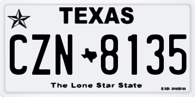 TX license plate CZN8135