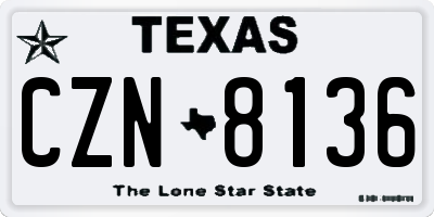 TX license plate CZN8136