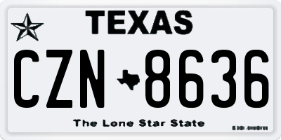 TX license plate CZN8636