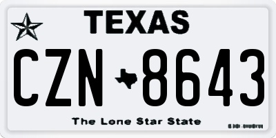 TX license plate CZN8643