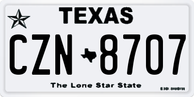 TX license plate CZN8707