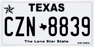 TX license plate CZN8839