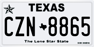 TX license plate CZN8865