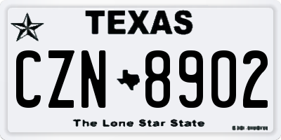 TX license plate CZN8902