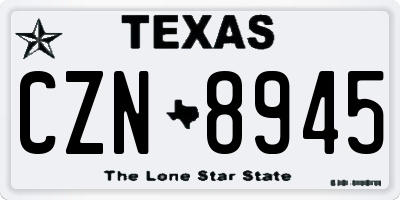 TX license plate CZN8945