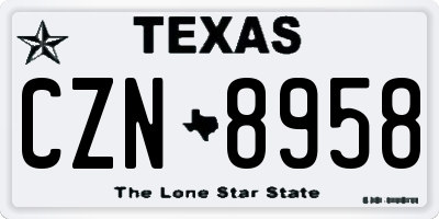 TX license plate CZN8958