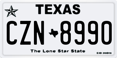 TX license plate CZN8990