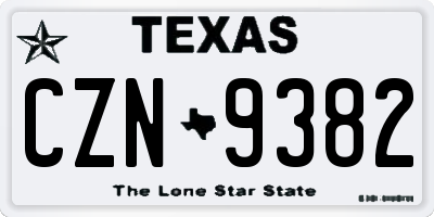 TX license plate CZN9382