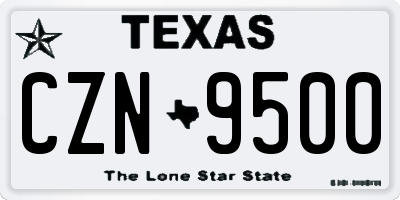 TX license plate CZN9500
