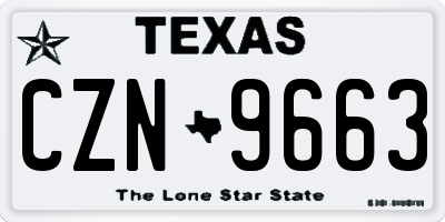 TX license plate CZN9663