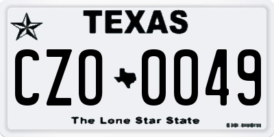 TX license plate CZO0049